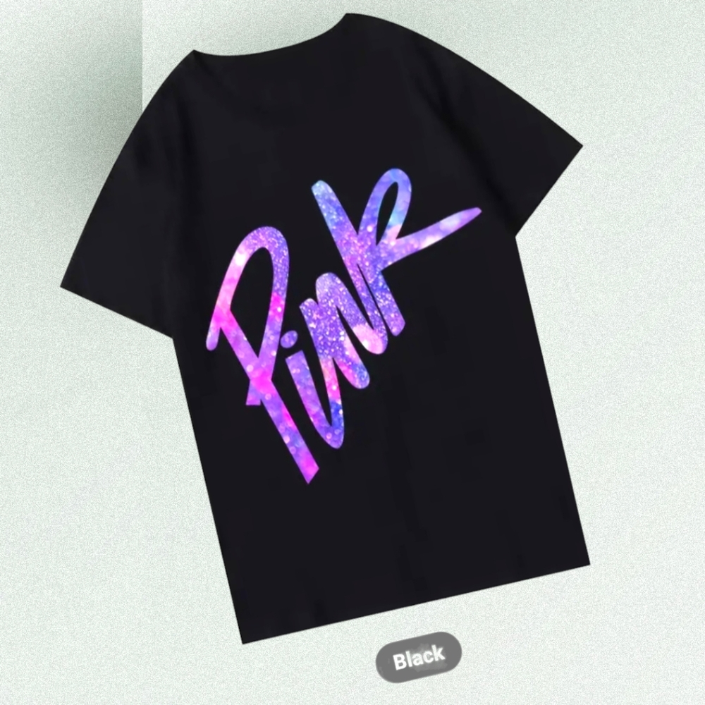NWT !! Black T-Shirt with the Word PINK Printed on Front in Gradient Lettering💖 - Picture 7 of 16